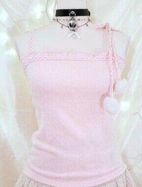 Viral Pinterest Vintage Liz Lisa Pom Pom Knit Cami!